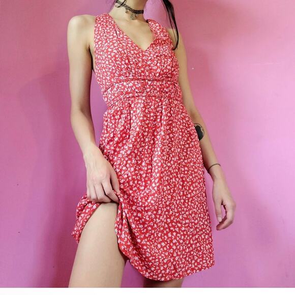 NWT JAPNA Red Floral racerback mini dress size Small Coastal ,boho, romantic - Picture 1 of 8